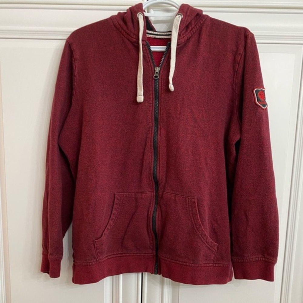 Youth Size Large Red Zip Front Hoodie by Canadiana Front Pockets